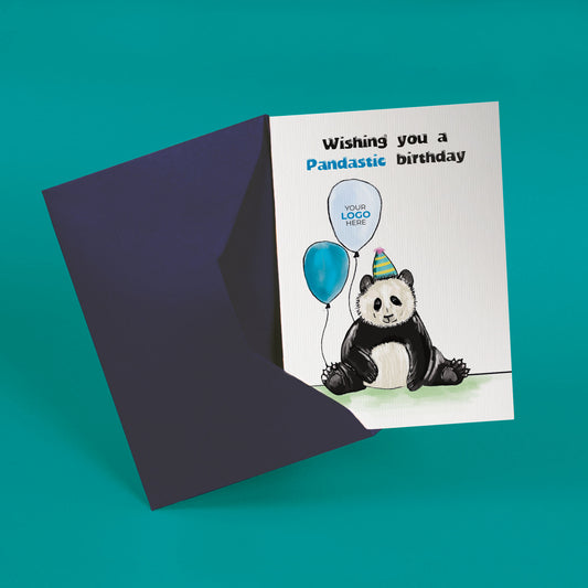 ‘Panda Birthday Balloons’ Business Birthday Cards image 1