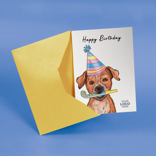 ‘Dog & Party Whistle' Business Birthday Cards image 1