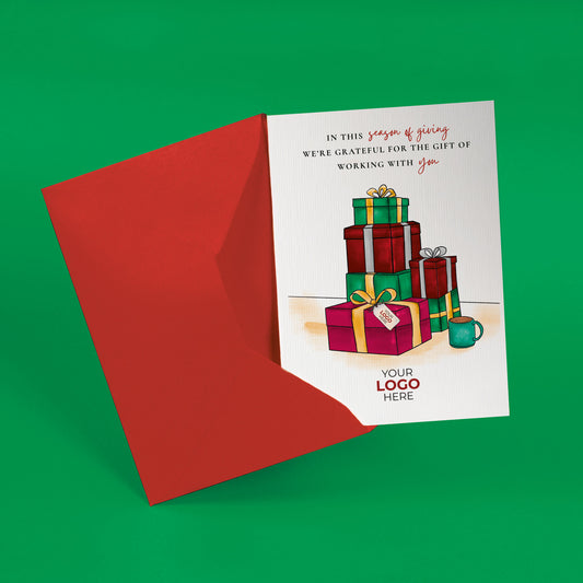 ‘Tower of Gifts' Personalised Company Christmas Cards