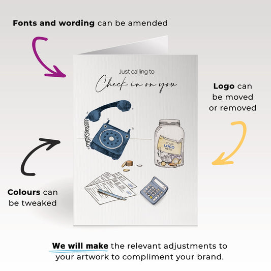 ‘Money, Jar & Phone’ Personalised Corporate Branded Financial Greeting Cards image 1