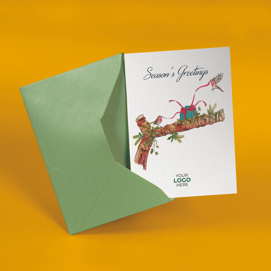 ‘Birds Opening Gifts’ Customised Corporate Christmas Cards image 1