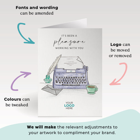 Typewriter’ Personalised Corporate Branded Coaching Greeting Cards image 1