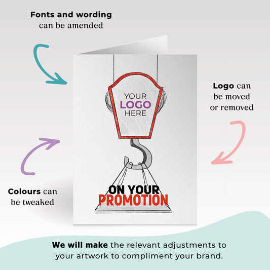 ‘Crane Lifting Promotion’ Personalised Corporate Branded Trades People Greeting Cards image 1