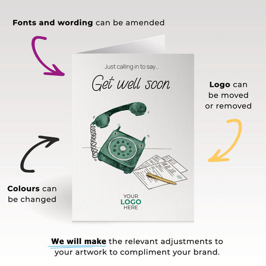 ‘Phone Calling’ Personalised Corporate Branded Health Care Greeting Cards image 1