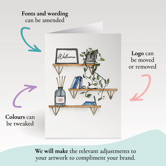 ‘Shelves’ Personalised Corporate Branded Financial Greeting Cards image 1