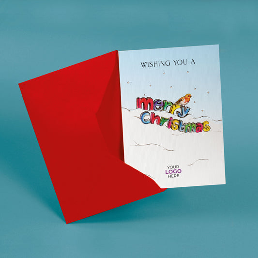 ‘Merry Christmas on Snow’ Customised Corporate Christmas Cards image 1