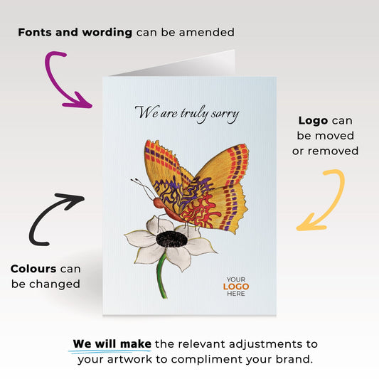 ‘Butterfly on Flower’ Personalised Corporate Branded Floral Greeting Cards image 1