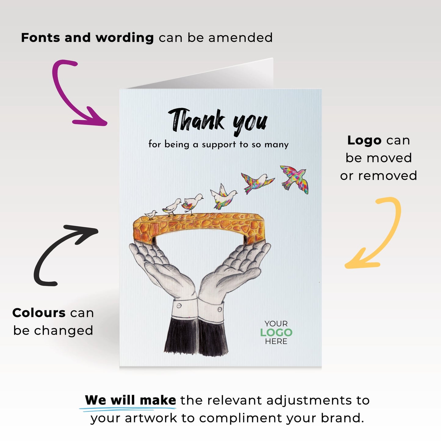 ‘Bridge Birds’ Business Thank You Cards image 1