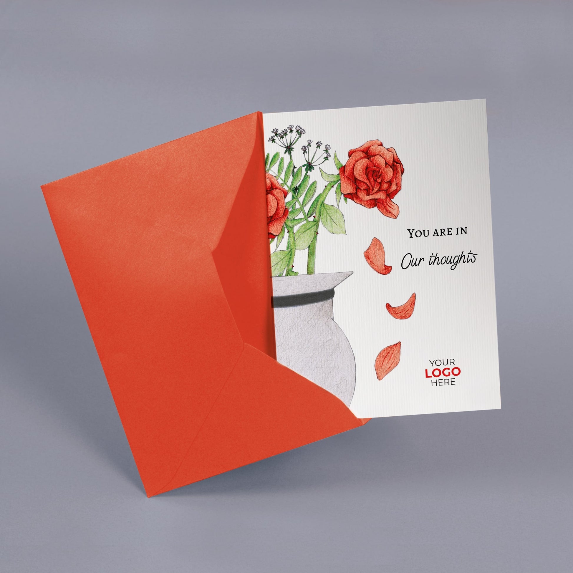 ‘Falling Petals’ Personalised Corporate Branded Thinking of You Greeting Cards image 2