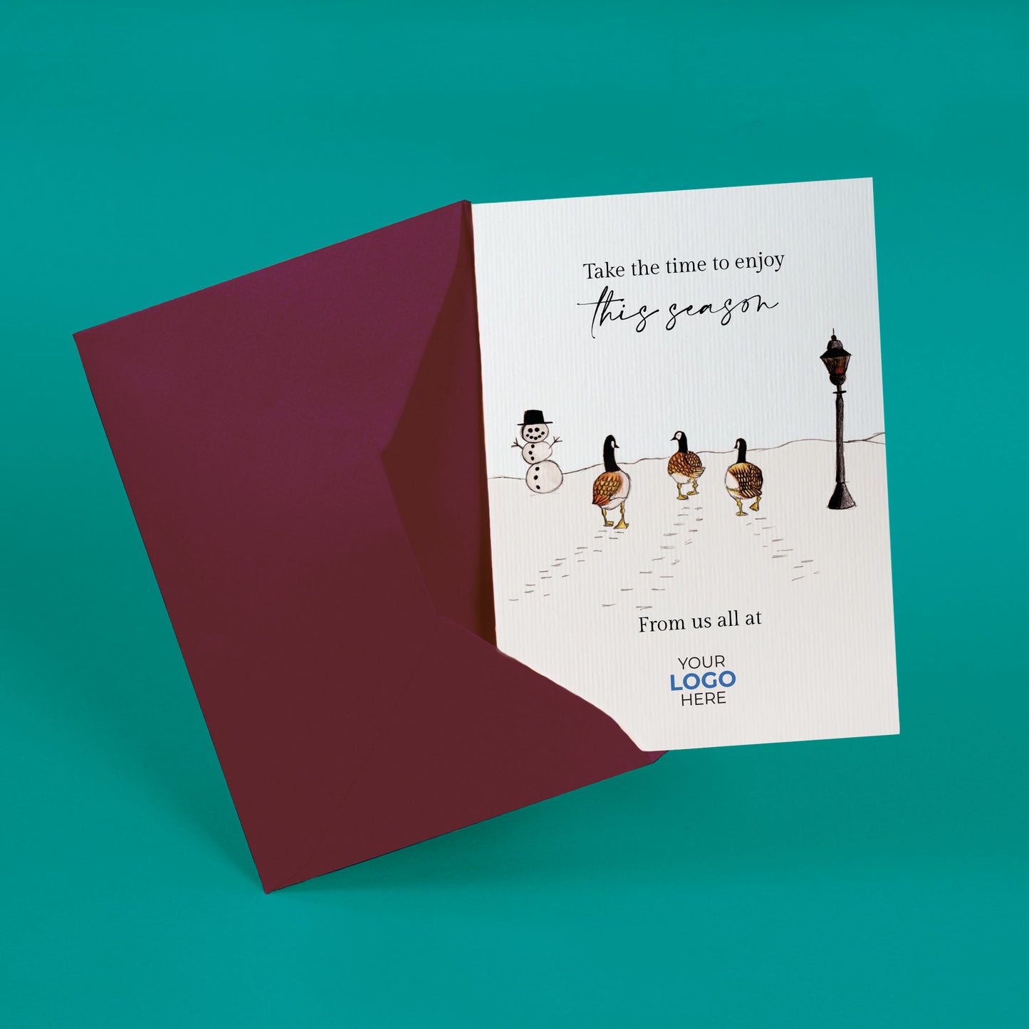 ‘Geese Walking Away’  Customised Corporate Christmas Cards image 1