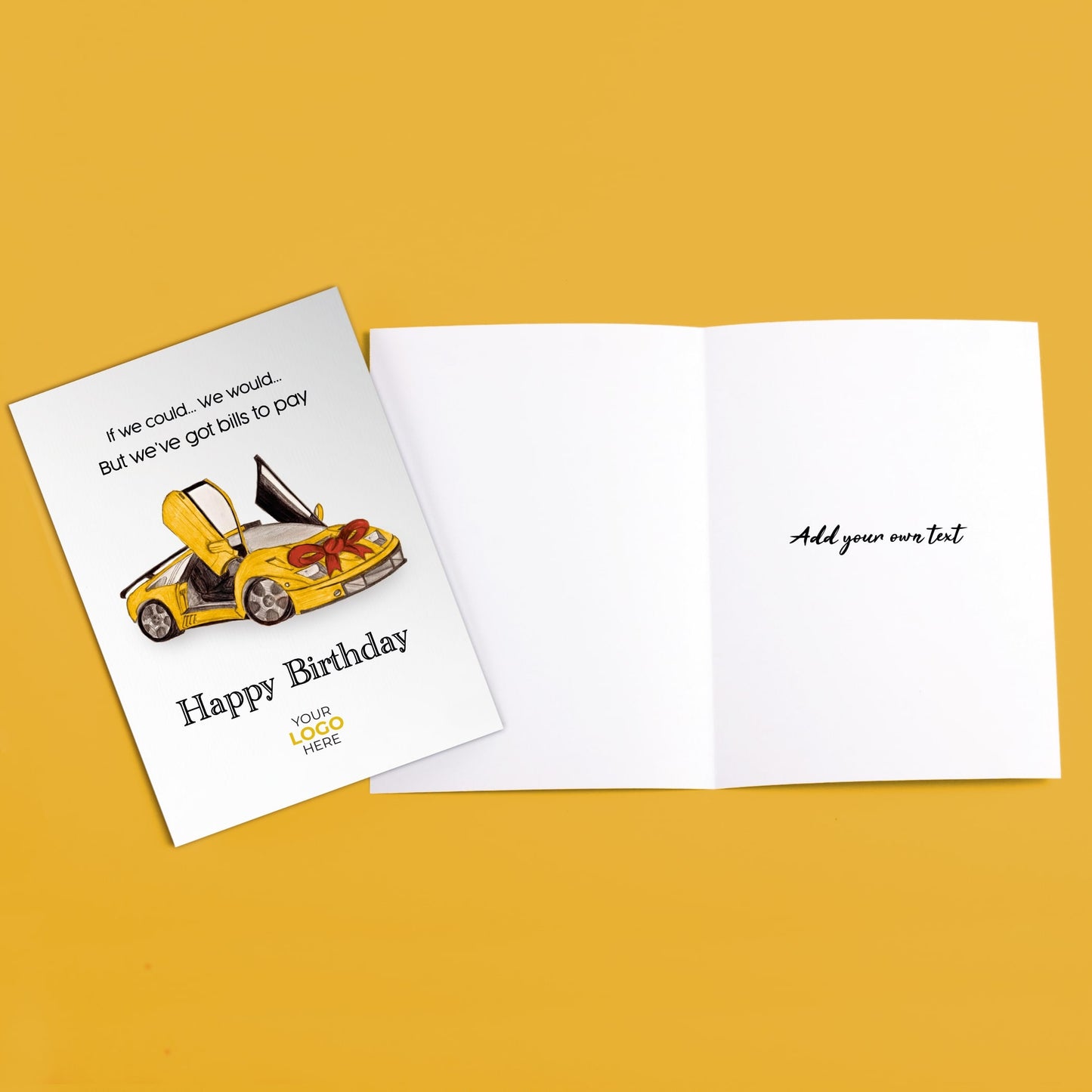 ‘Car with a Bow’ Personalised Corporate Branded Automotive Greeting Cards image 2