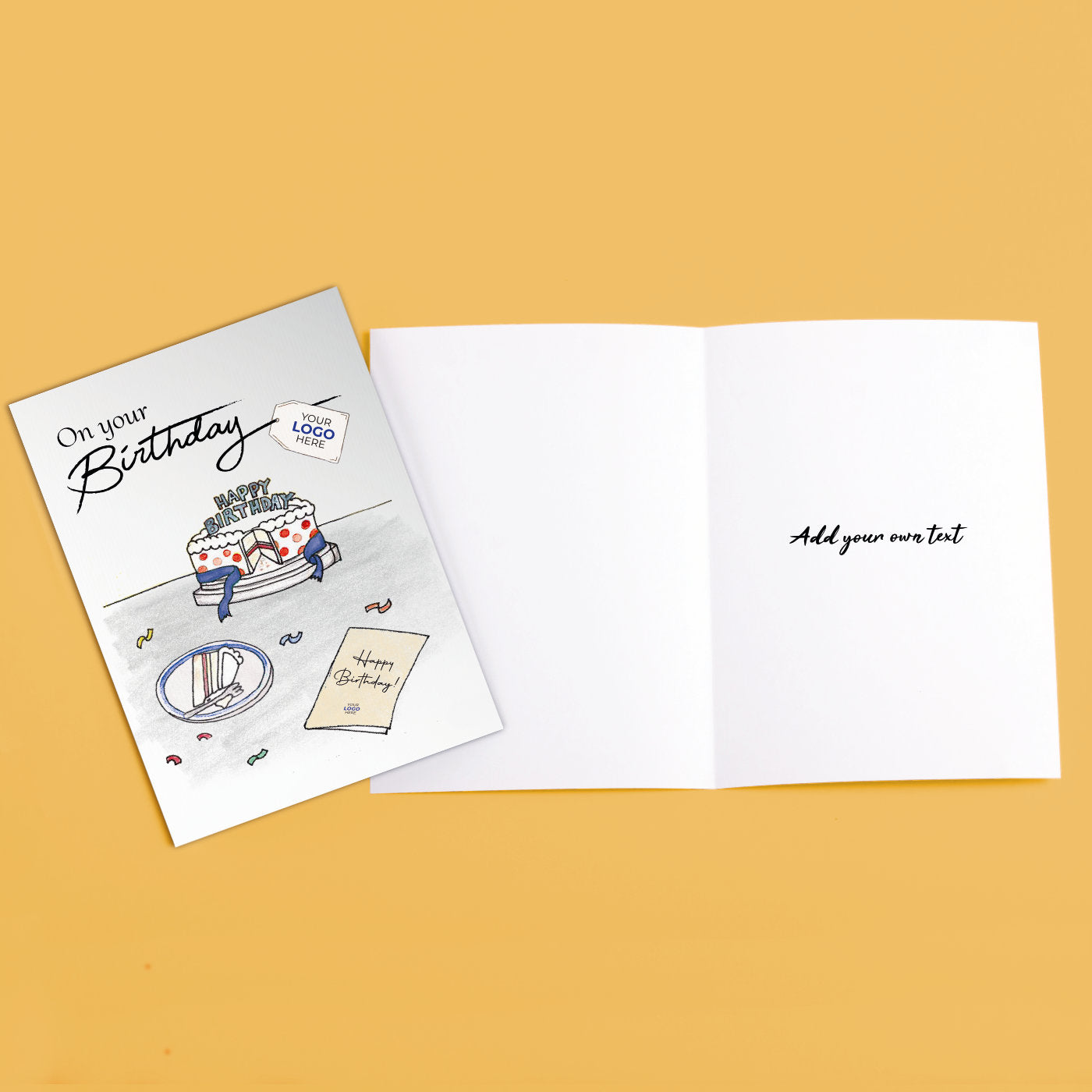 ‘Cake Slice’ Personalised Corporate Branded Birthday Greeting Cards image 3