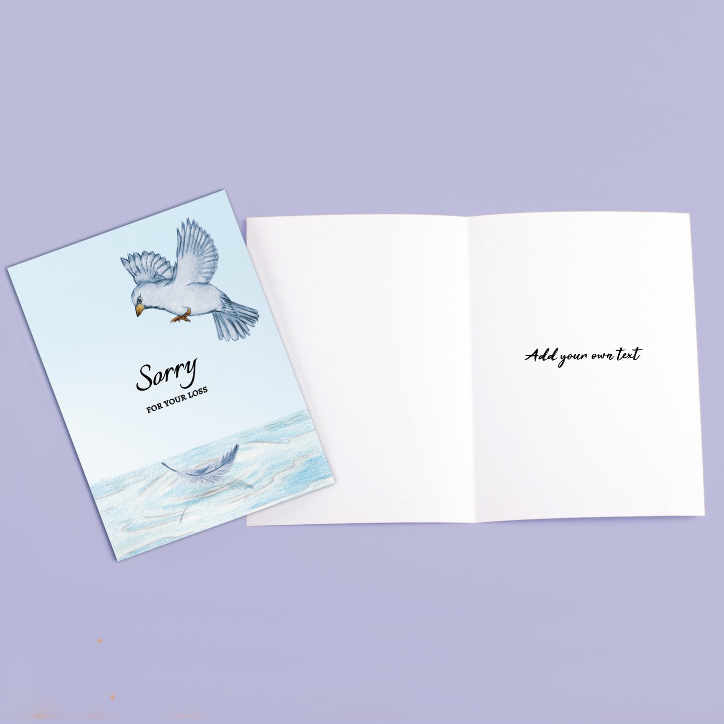 ‘Bird Hovering’ Personalised Corporate Branded Sympathy Greeting Cards image 2