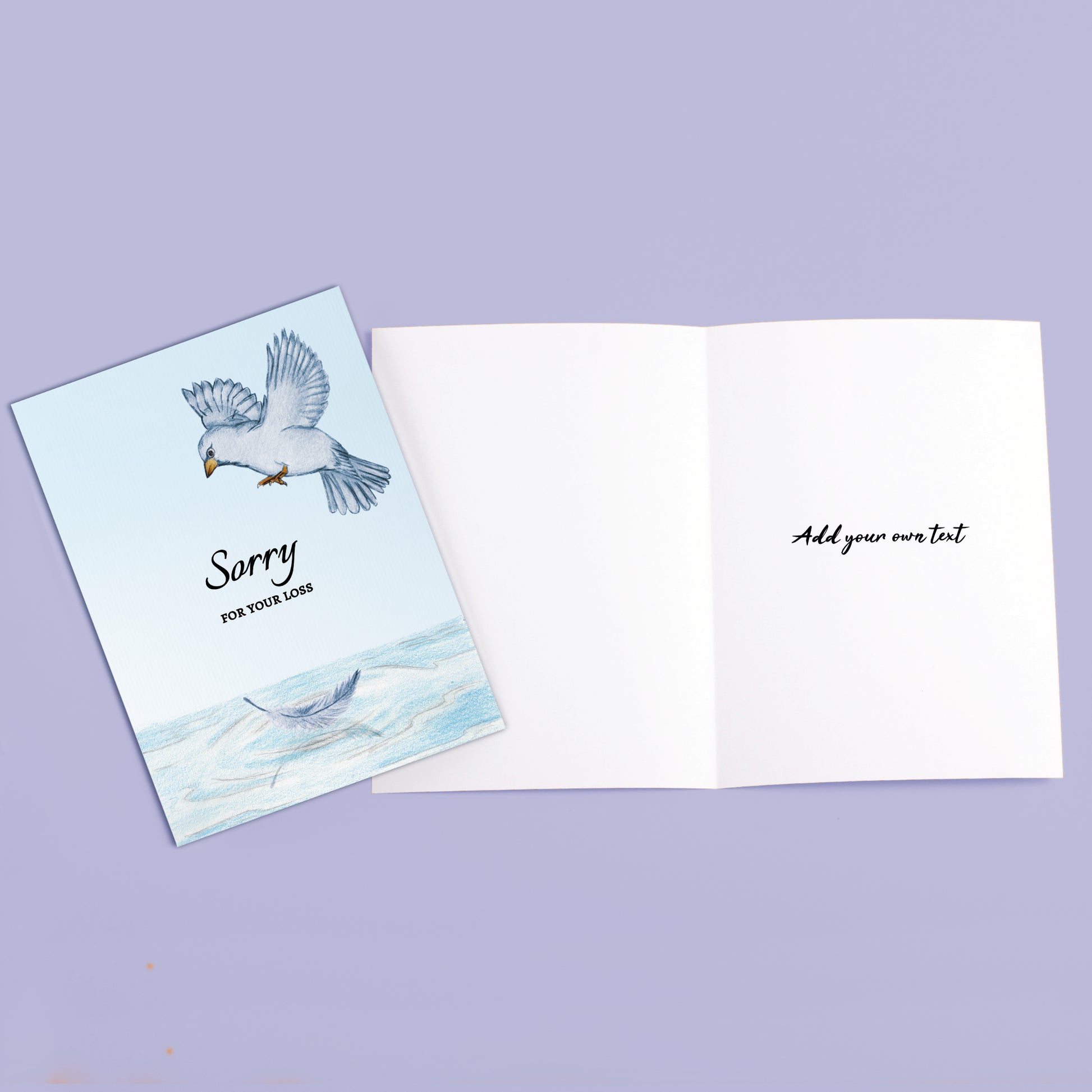 ‘Bird Hovering’ Personalised Corporate Branded Sympathy Greeting Cards image 2