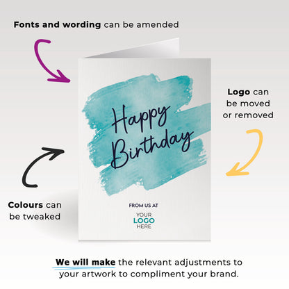 ‘Coloured Swipe’ Personalised Corporate Branded Birthday Greeting Cards image 1