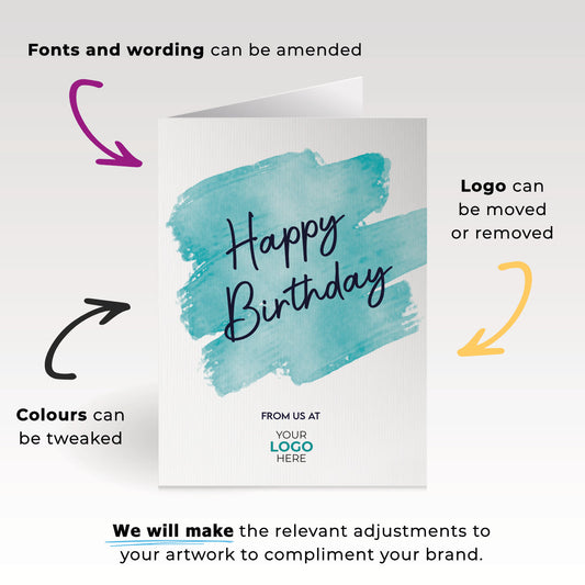 ‘Coloured Swipe’ Personalised Corporate Branded Birthday Greeting Cards image 1