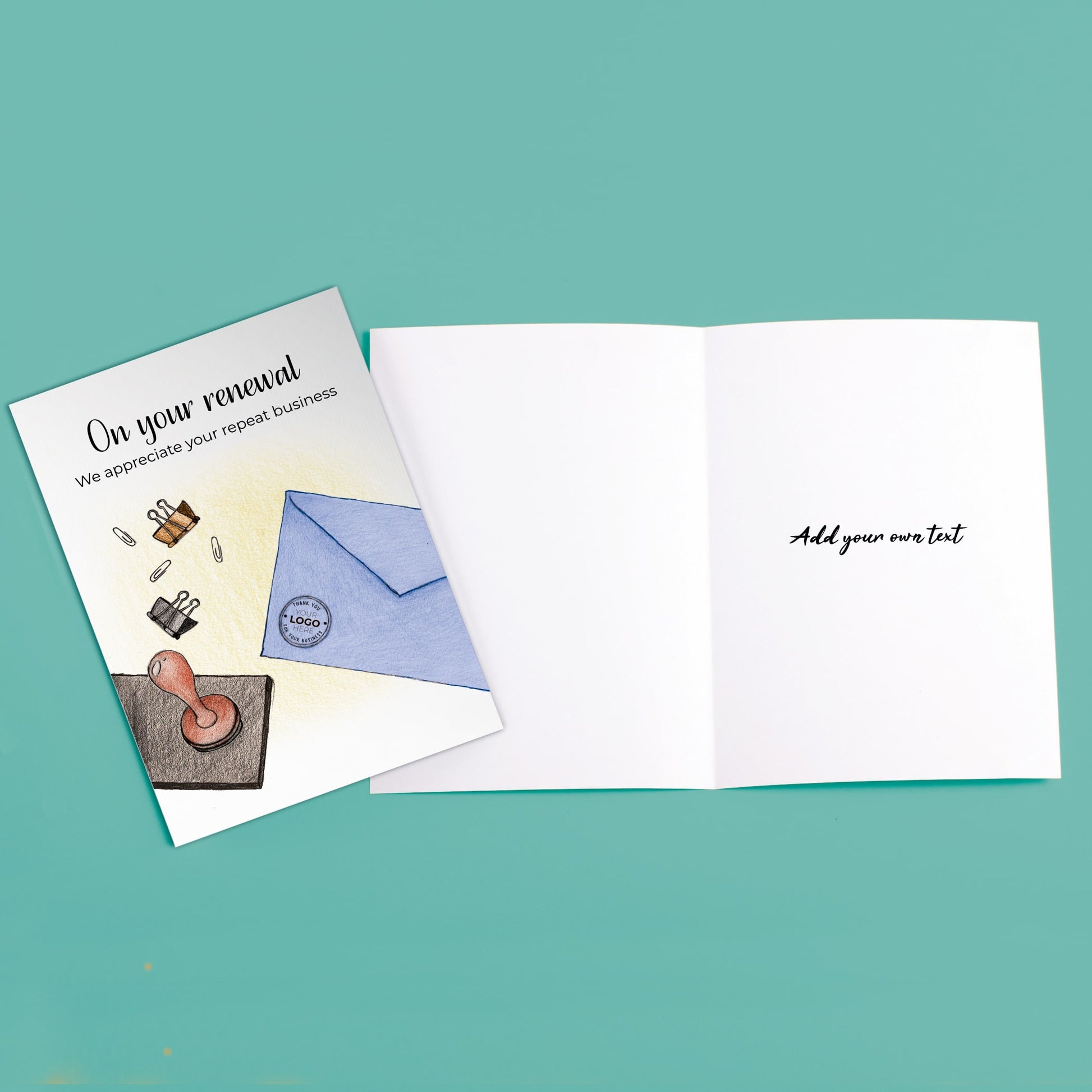 ‘Stamped Envelope’ Personalised Corporate Branded Renewal Greeting Cards image 3