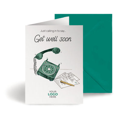 ‘Phone Calling’ Personalised Corporate Branded Health Care Greeting Cards image 0