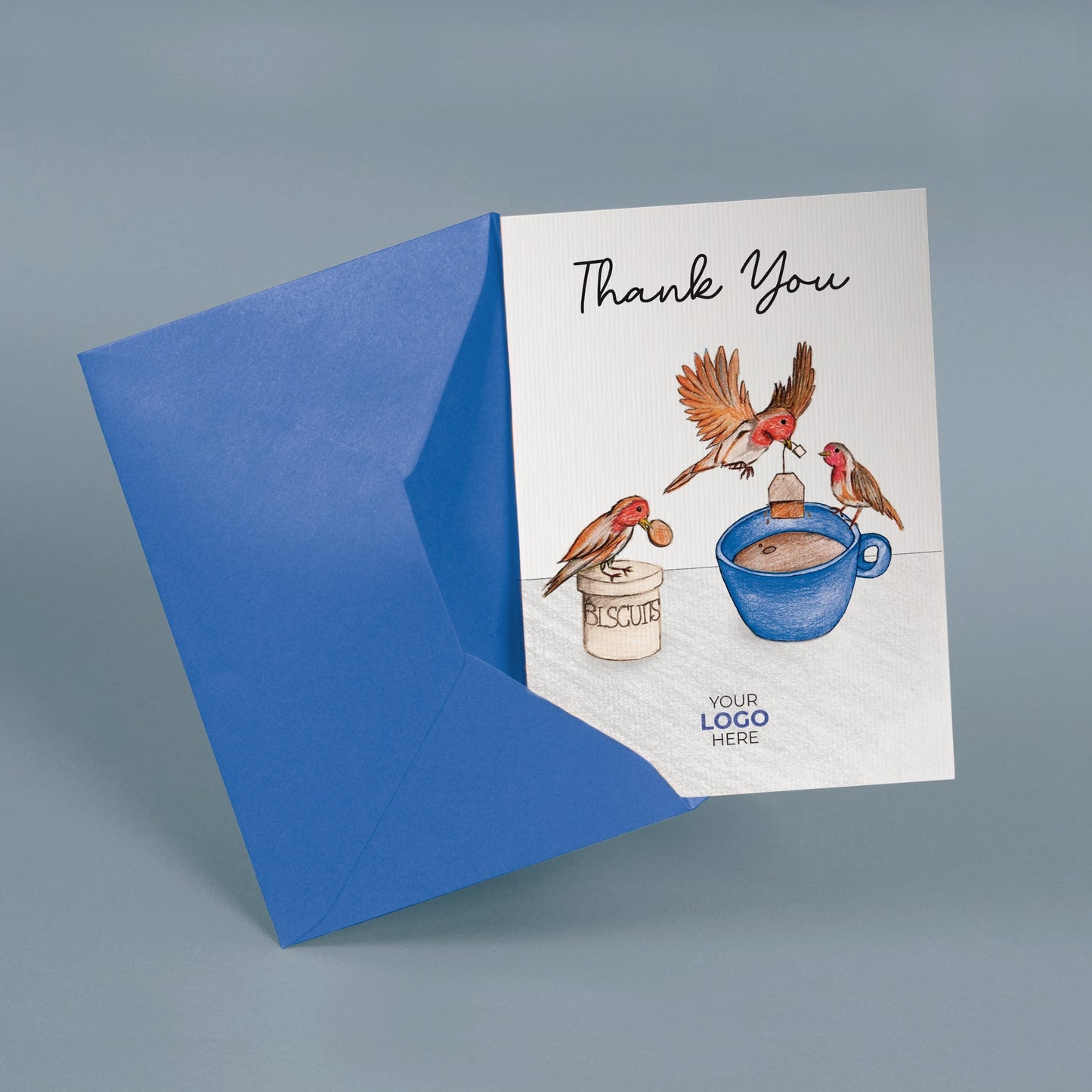 ‘Birds Making Tea’ Business Thank You Cards image 2