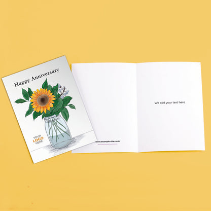‘Sunflower’ Personalised Corporate Branded Anniversary Greeting Cards image 3