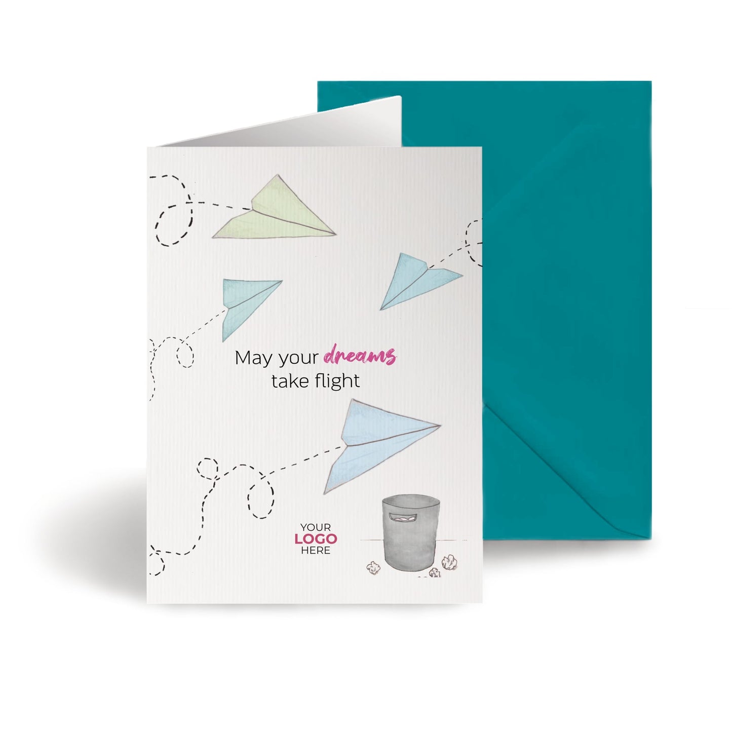 ‘Paper Plane’ Personalised Corporate Branded Education Greeting Cards image 0