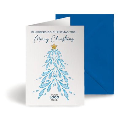 Water Christmas Tree' Personalised Corporate Branded Trades People Greeting Cards image 0