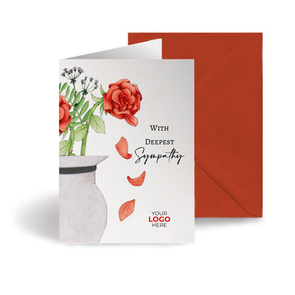 ‘Falling Petals’ Personalised Corporate Branded Sympathy Greeting Cards image 0