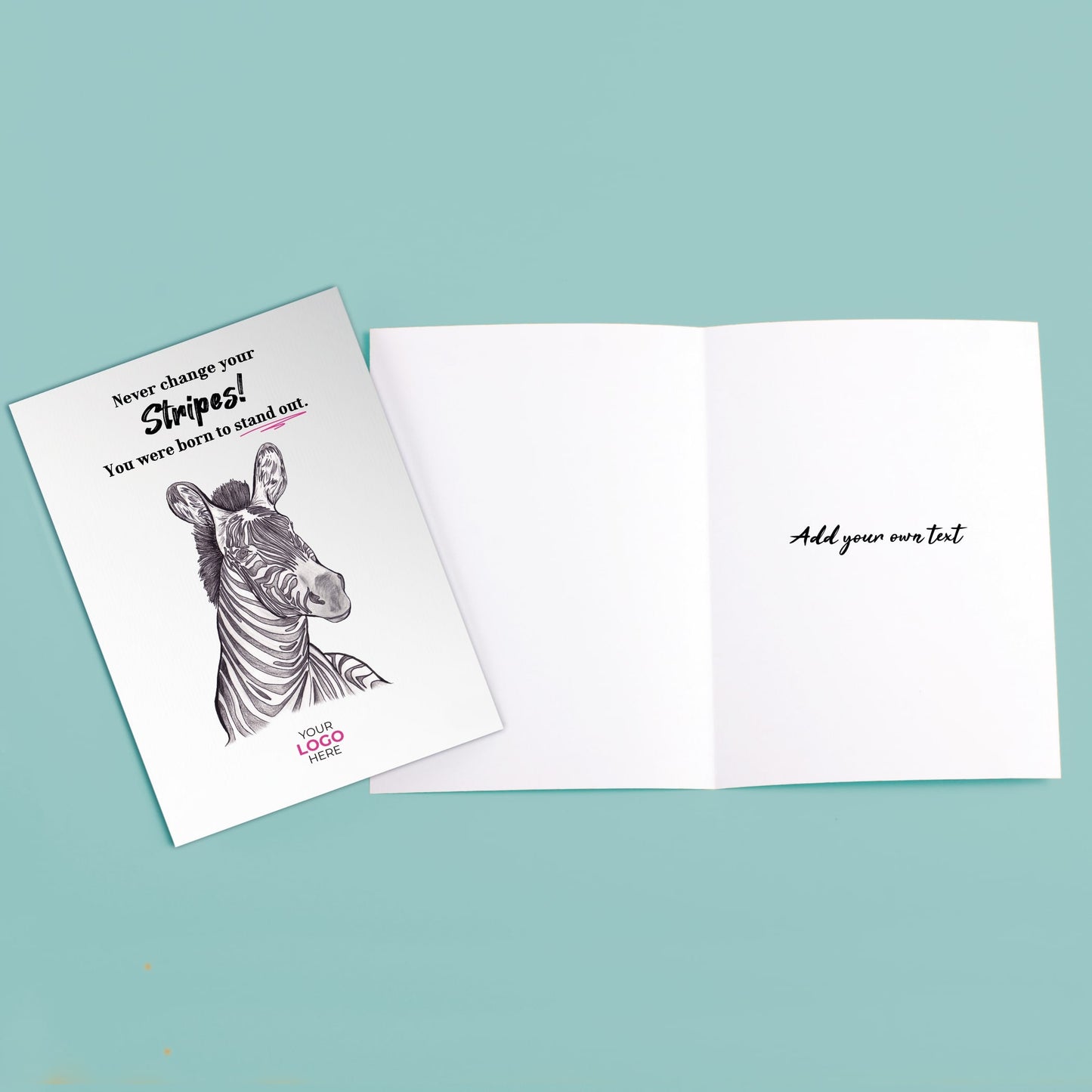‘Zebra's Stripe’ Personalised Corporate Branded Coaching Greeting Cards image 3