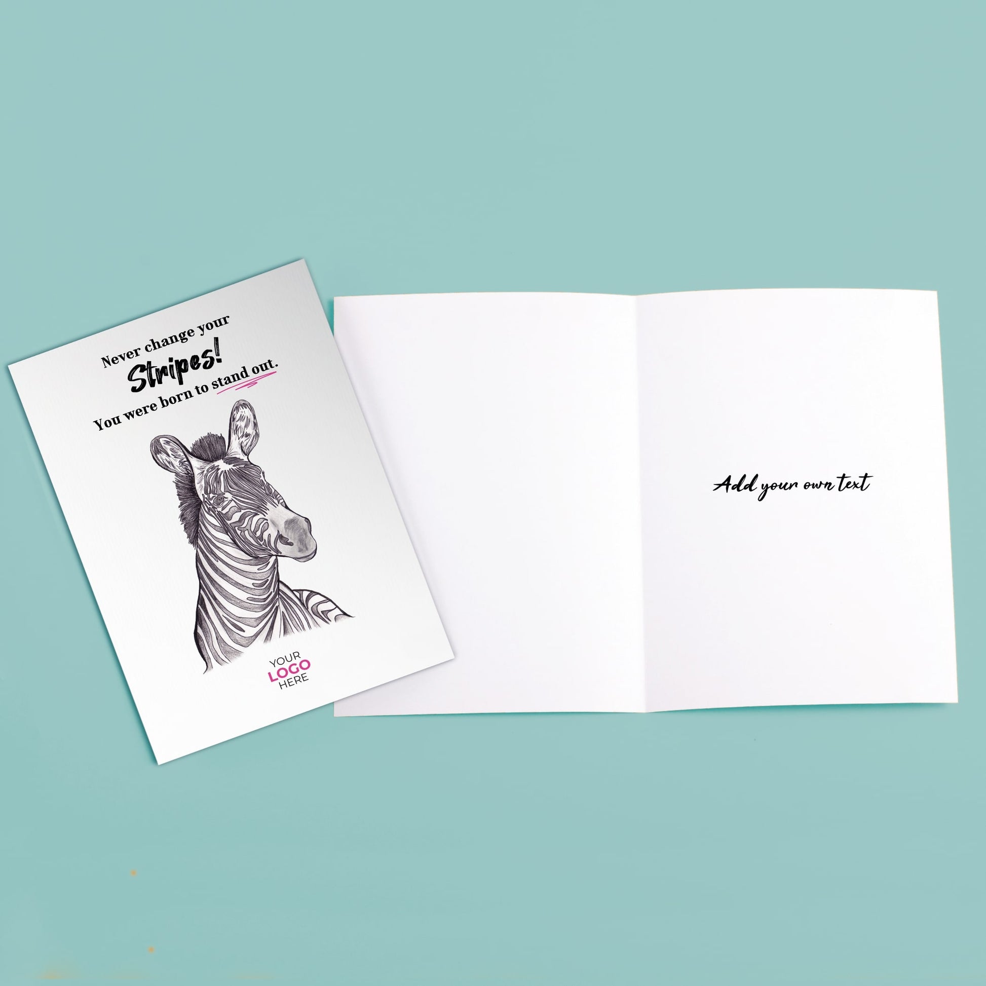 ‘Zebra's Stripe’ Personalised Corporate Branded Coaching Greeting Cards image 3