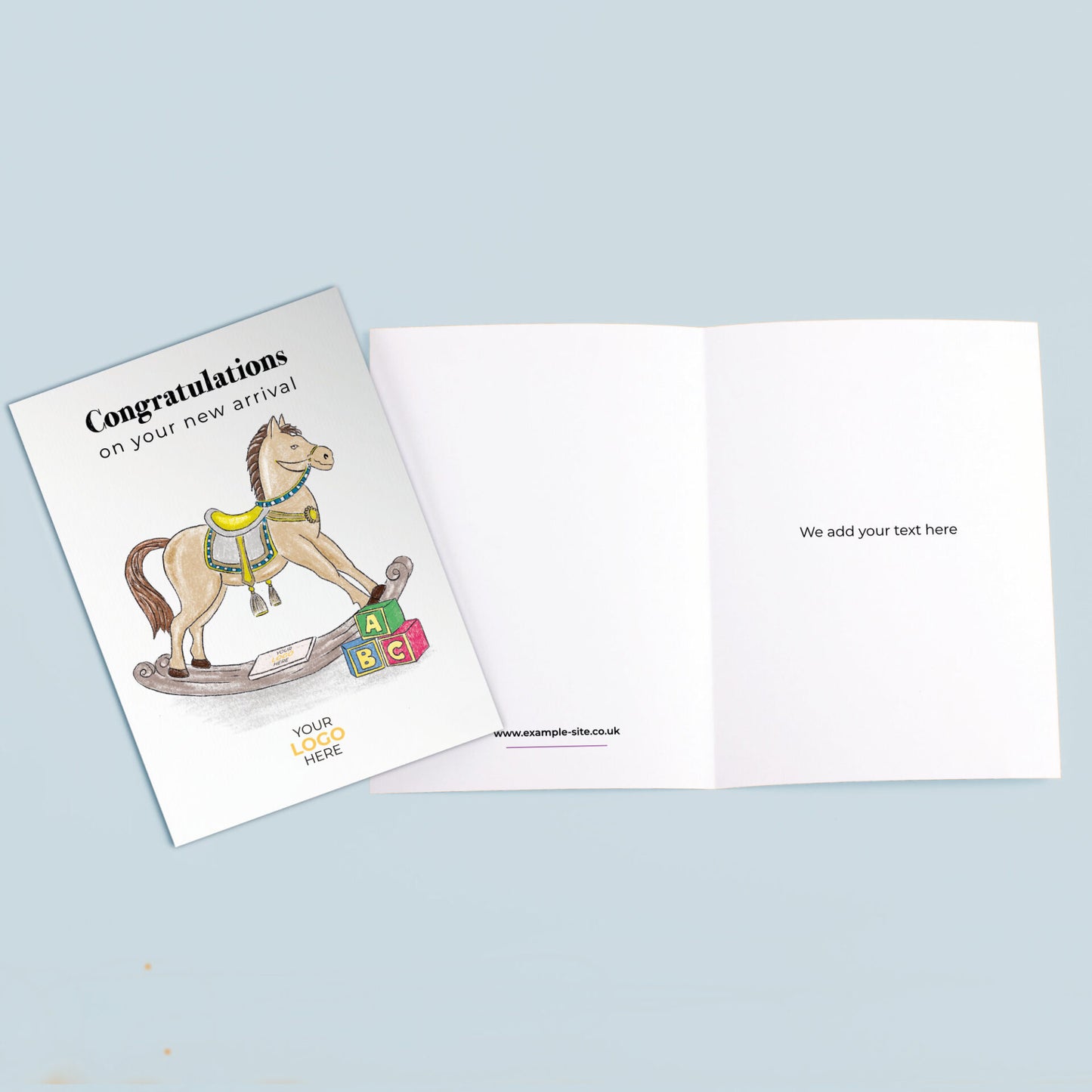 ‘Rocking Horse’ Personalised Corporate Branded Maternity/Paternity Greeting Cards image 3