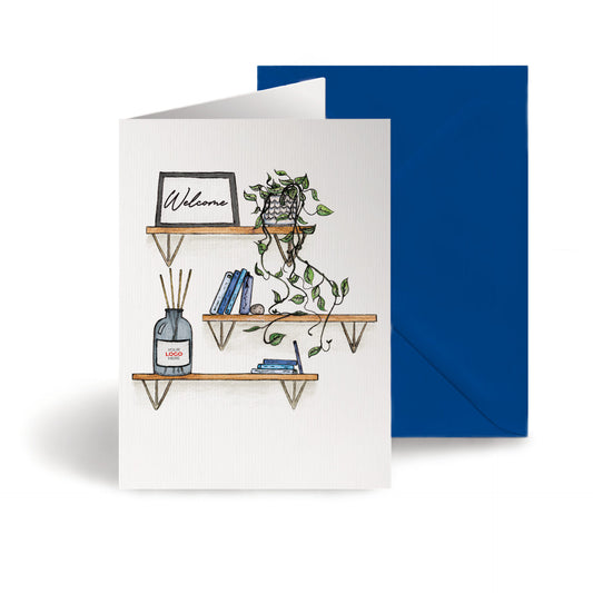 ‘Shelves’ Personalised Corporate Branded Financial Greeting Cards image 0