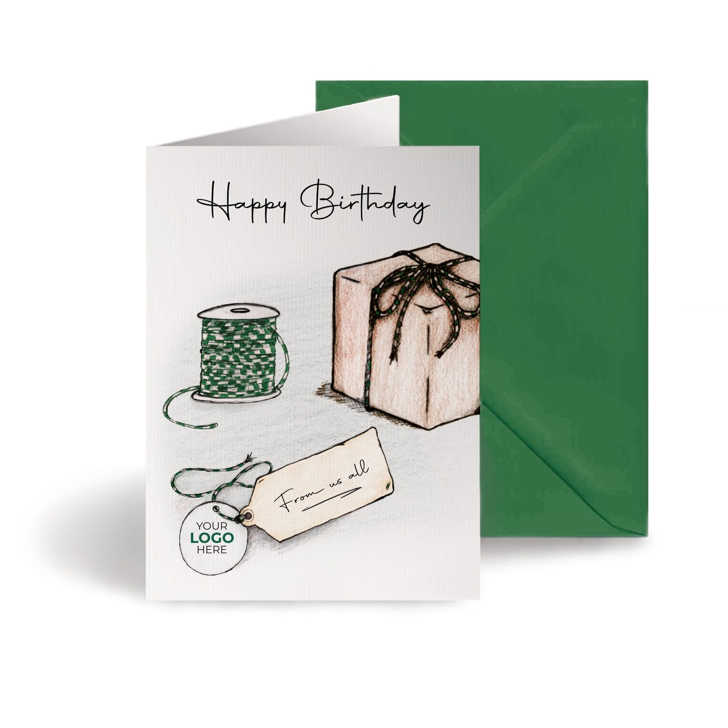 ‘Parcel, Label & String’ Personalised Corporate Branded Birthday Greeting Cards image 0
