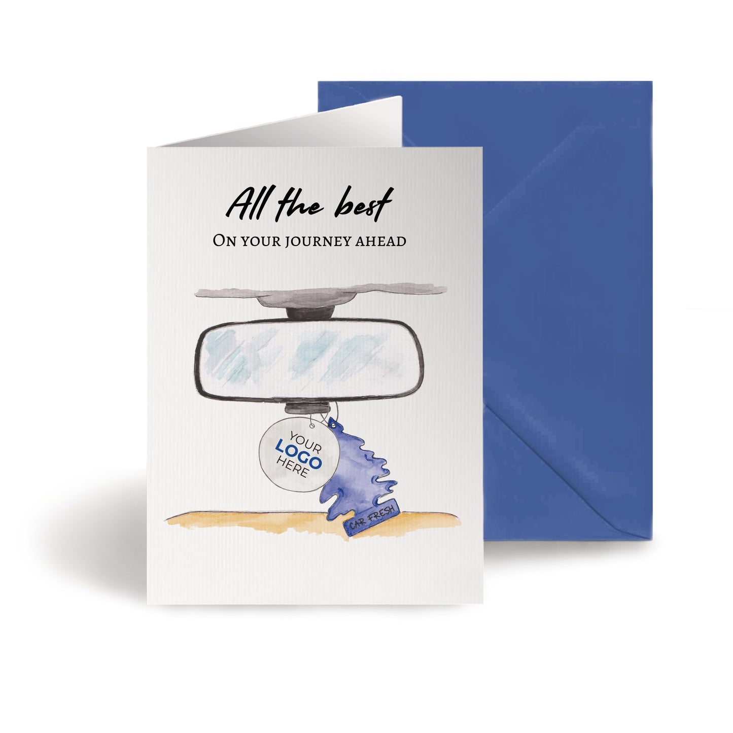 ‘Rearview’ Personalised Corporate Branded Travel Greeting Cards image 0