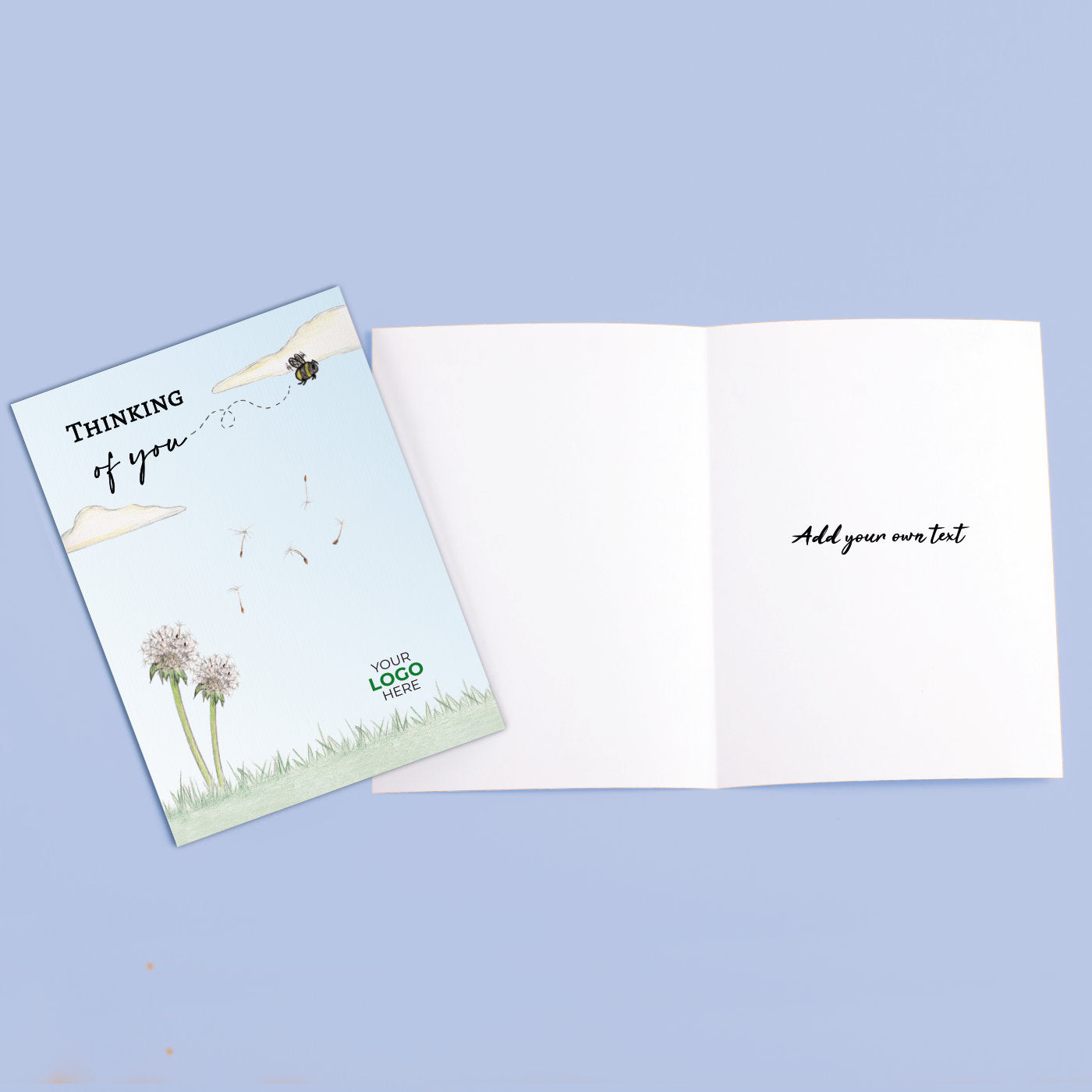 ‘Dandelion’ Personalised Corporate Branded Thinking of You Greeting Cards image 3