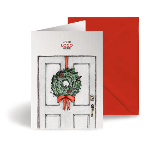 ‘Wreath on Door’  Customised Corporate Christmas Cards image 0