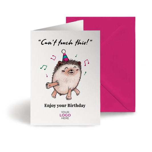 ‘Hedgehogs Dance’ Personalised Corporate Branded Birthday Greeting Cards image 0