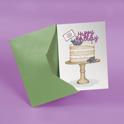 ‘Blueberry Birthday Cake’ Personalised Corporate Branded Birthday Greeting Cards image 2