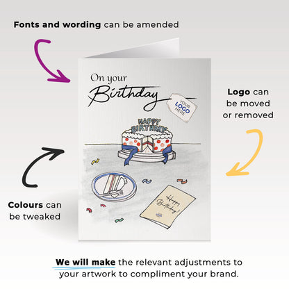 ‘Cake Slice’ Personalised Corporate Branded Birthday Greeting Cards image 1