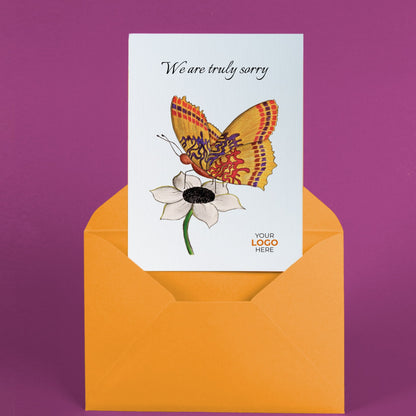 ‘Butterfly on Flower’ Personalised Corporate Branded Floral Greeting Cards image 2