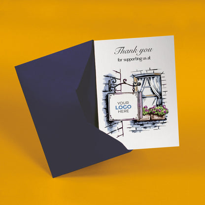 ‘Hanging Sign & Window’ Business Thank You Cards image 2