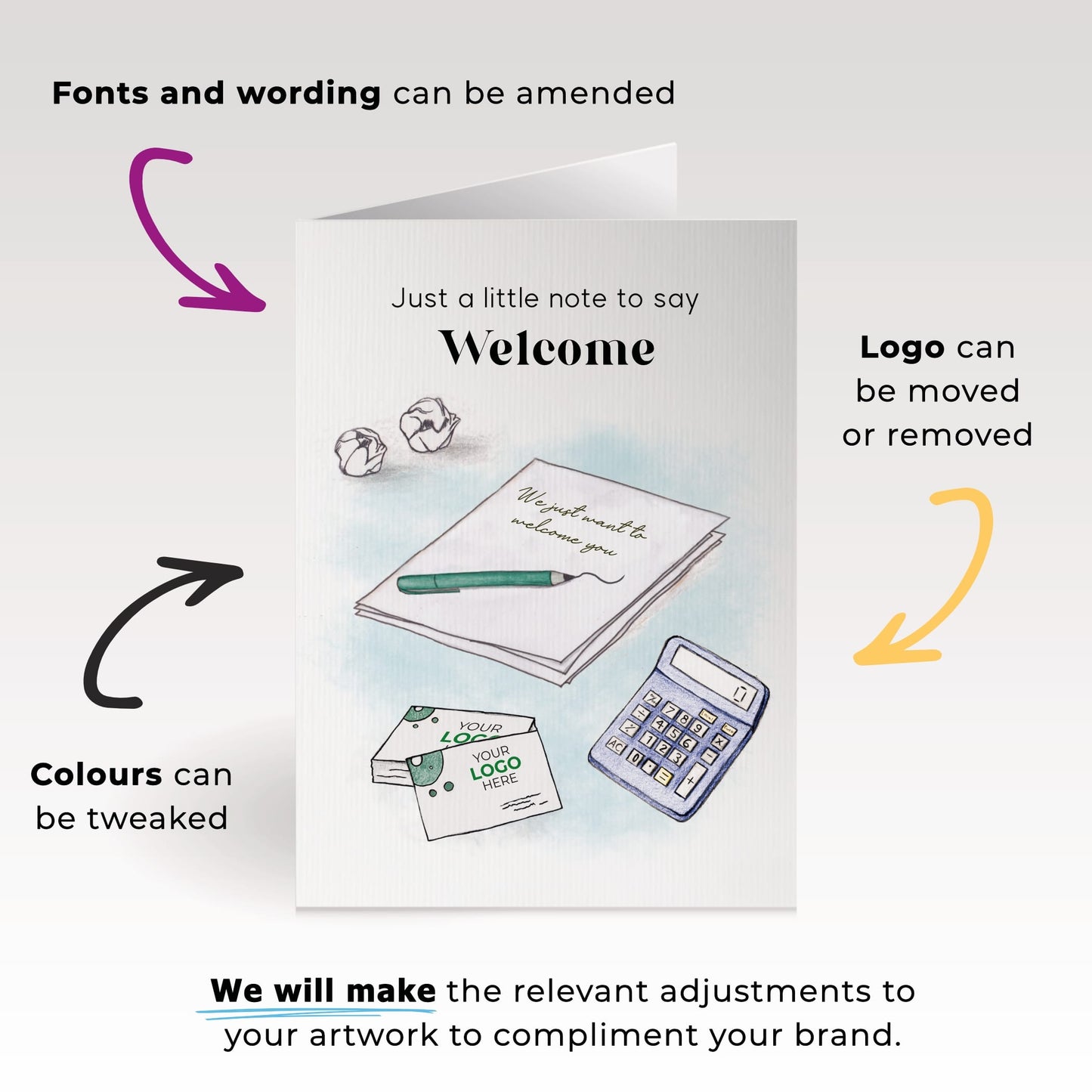 ‘Note & Business Cards’ Personalised Corporate Branded Financial Greeting Cards image 1