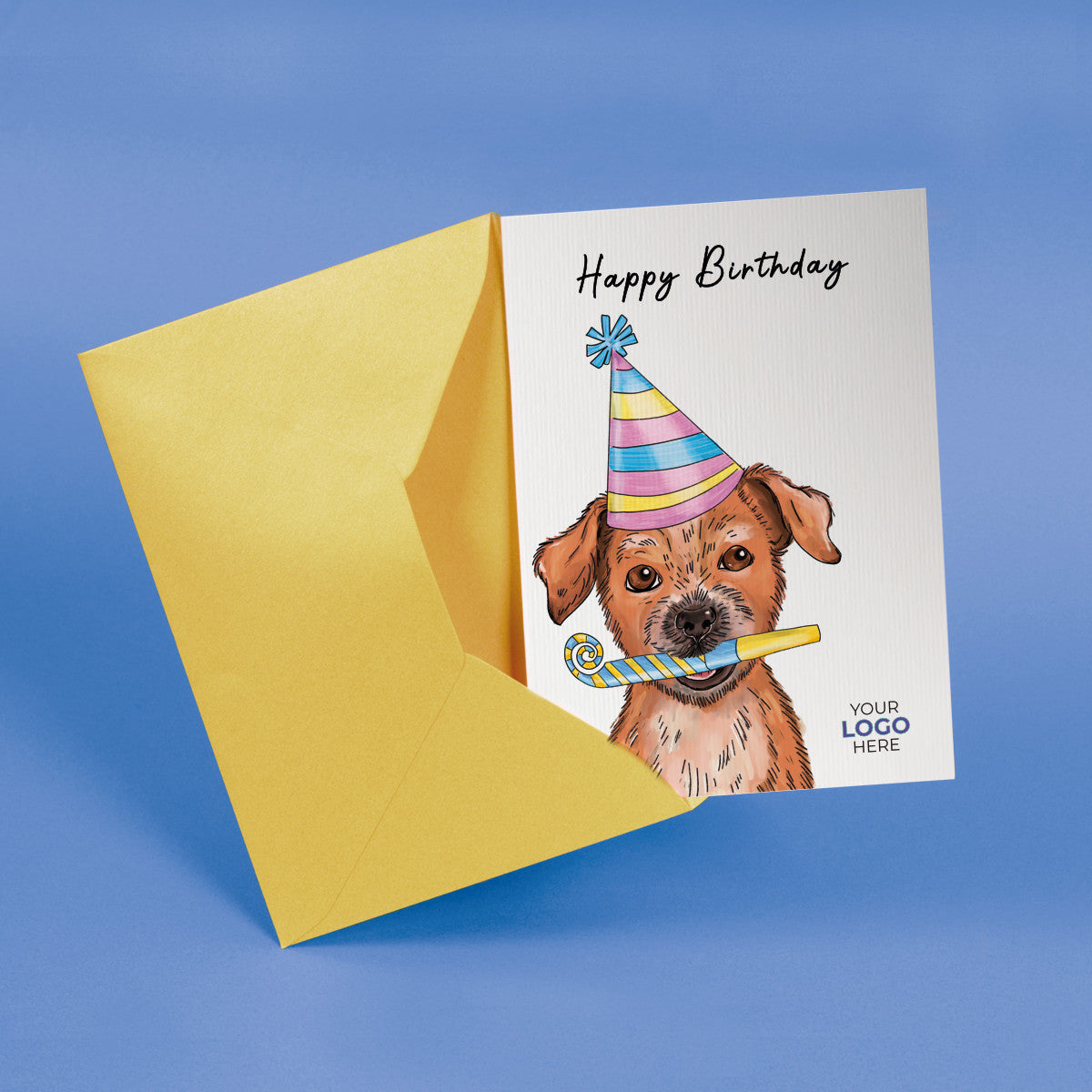‘Dog & Party Whistle' Business Birthday Cards image 1
