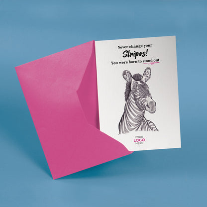 ‘Zebra's Stripe’ Personalised Corporate Branded Coaching Greeting Cards image 2