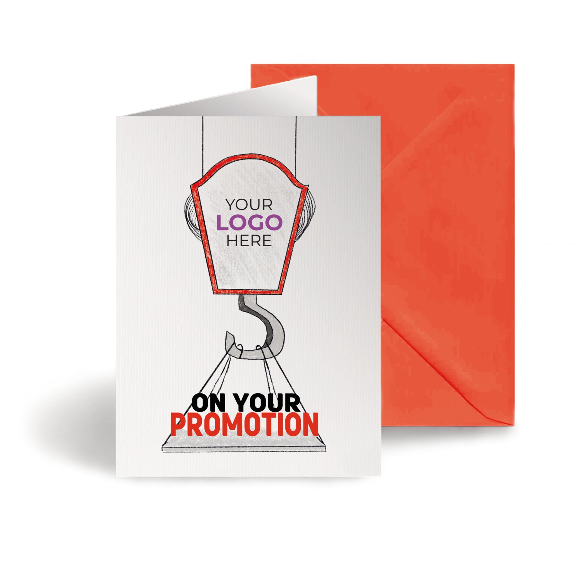 ‘Crane Lifting Promotion’ Personalised Corporate Branded Staff Appreciation Greeting Cards image 0