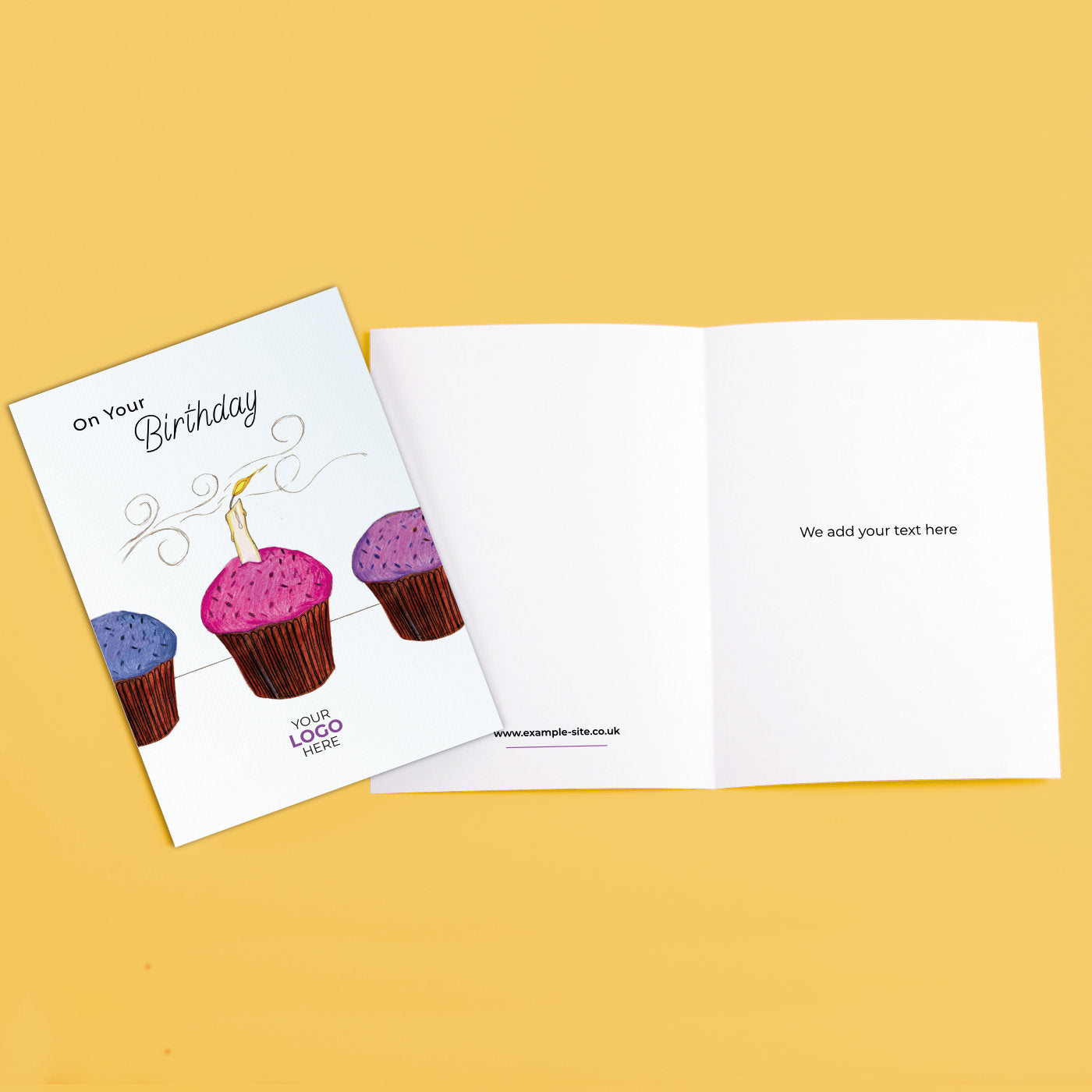 ‘Candle on Cupcake’ Personalised Corporate Branded Birthday Greeting Cards image 3
