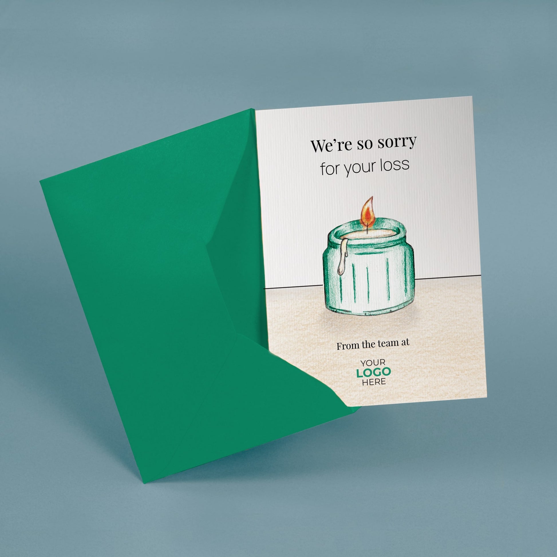 ‘Single Candle’ Personalised Corporate Branded Sympathy Greeting Cards image 2