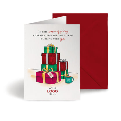 ‘Tower of Gifts' Personalised Company Christmas Cards