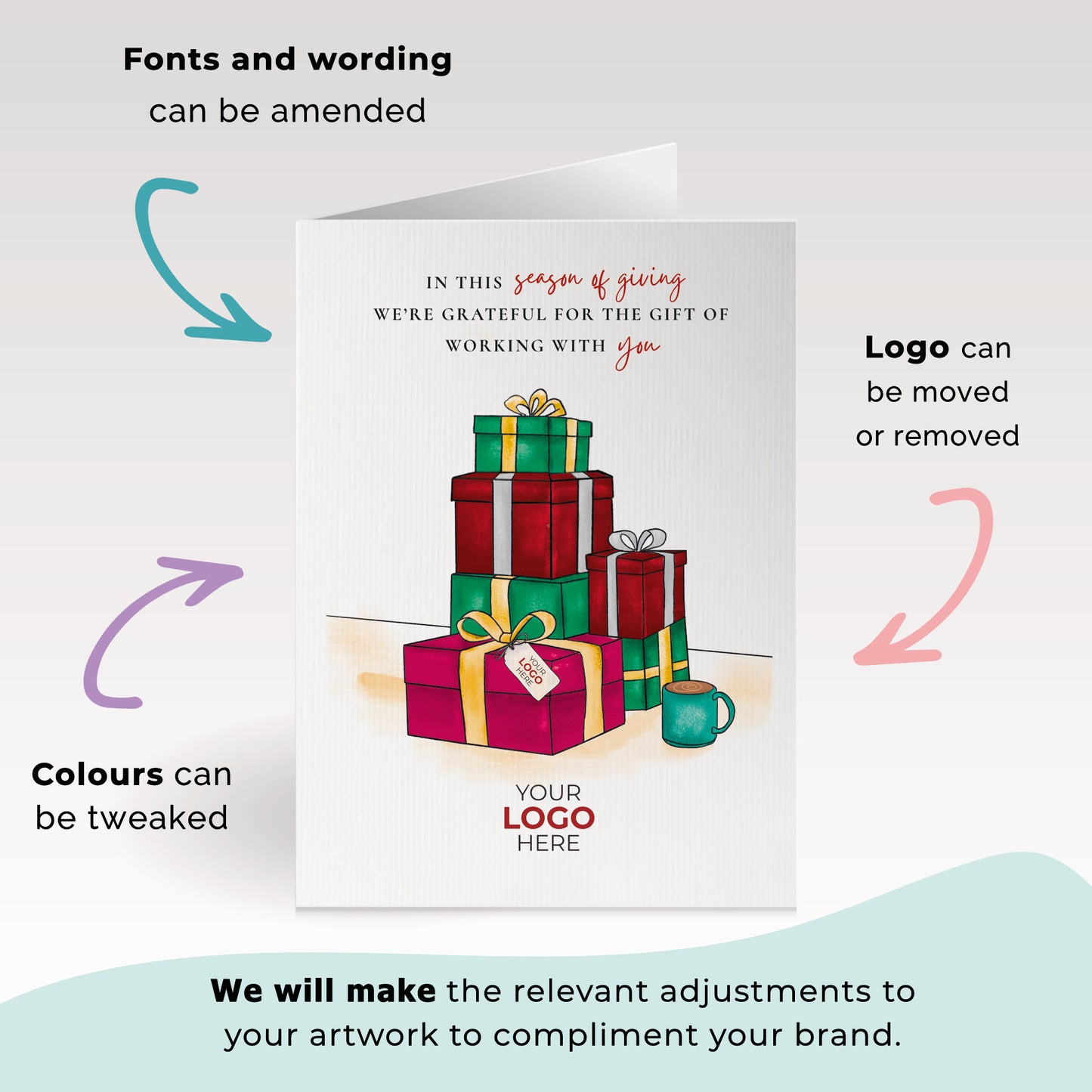 ‘Tower of Gifts' Personalised Company Christmas Cards