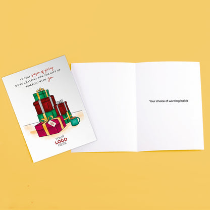 ‘Tower of Gifts' Personalised Company Christmas Cards