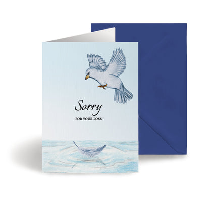 ‘Bird Hovering’ Personalised Corporate Branded Sympathy Greeting Cards image 0